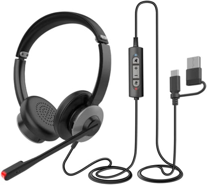 Earbay USB Headset with Microphone for PC, Headset with Mic, Computer Headset with Noise Canceling Microphone for Laptop, Wired Headphones with Mic for Work from Home/Call Center/Open Office