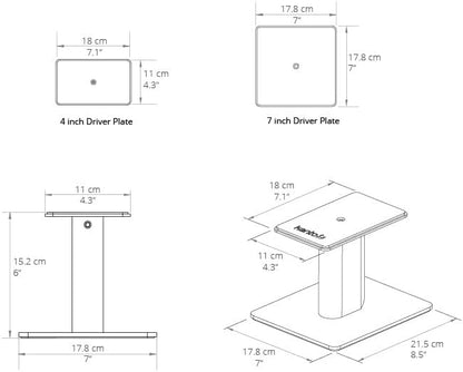 Kanto SP6HD Desktop Speaker Stands for Medium/Large Bookshelf Speakers & Mid-Size/Full-Size 4”-7” Studio Monitors | 6" Tall | White | Pair