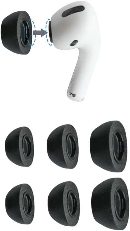 Comply Memory Foam Replacement Earbud Tips for Apple AirPods Pro 1 & 2 | Ultimate Comfort, Secure Fit, Superior Noise Isolation | Anti Slip, Prevent From Falling Out | Black (S/M/L) (3 Pairs)