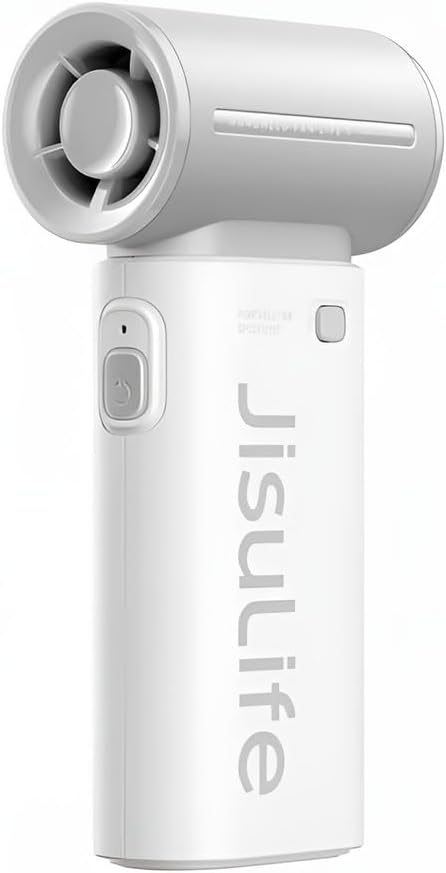 JISULIFE Portable Handheld Fan Life9, Turbo Power High Speed Air [12H Max Cooling Time], 5 Gear Wind, 3600mAh Rechargeable, Mini Pocket Design, Personal Fan for Travel Concerts Camping Makeup - Grey