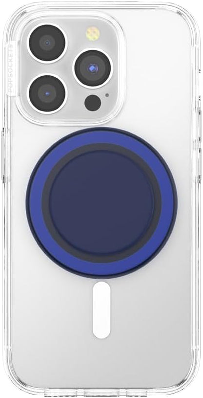 PopSockets Phone Grip for MagSafe with Kickstand, Magnetic Stand, Swappable Top, Secure Hold for iPhone MagSafe Cases, Phone & Tablet Grip - PopOut Basic Naval