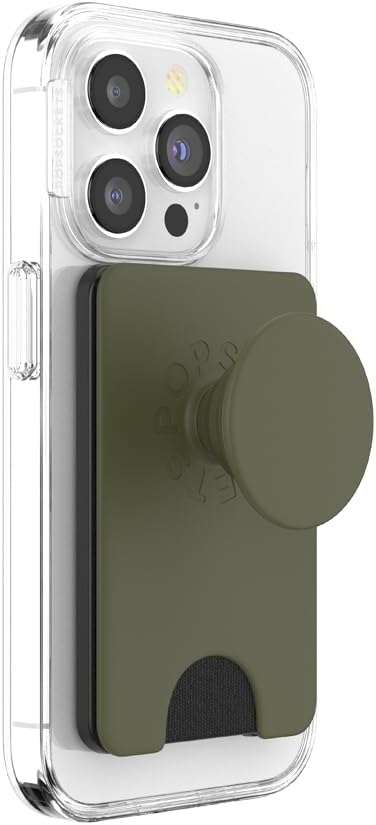 PopSockets Phone Wallet with Expanding Grip and Adapter Ring for MagSafe, Phone Card Holder, Wireless Charging Compatible, Wallet Compatible with MagSafe - Fatigue