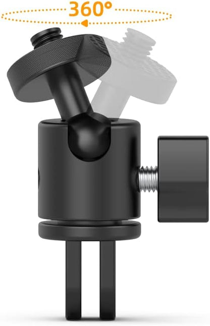 Aluminum 360 Degree Rotation Camera Mount, 1/4 Screw Adjustable Adapter Mount, Compatible with GoPro Hero 12/11/10/9/8/7, DJI, Sony, Xiaomi yi and Other Action Cameras
