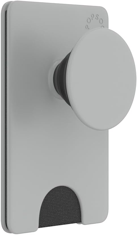 PopSockets Phone Wallet with Expanding Kickstand, Phone Card Holder - Tech Grey
