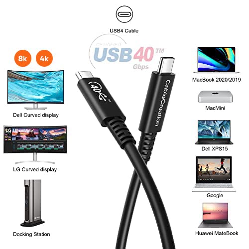 CableCreation USB 4 Cable for Thunderbolt 4/3, [USB-IF Certified] 2.6FT 40Gbps 100W USB C Cable, 8K 30Hz or Dual 4K 60Hz Video, Compatible with USB-C Docking Station, Hub, eGPU and More, 0.8M