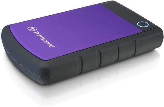 Transcend 2TB SJ25H3, USB 3.1 Portable Hard Drive Rugged, Anti-Shock Resistant, Compact and Lightweight with Lightning-Fast Speeds, One Touch Backup Button, Purple - TS2TSJ25H3P