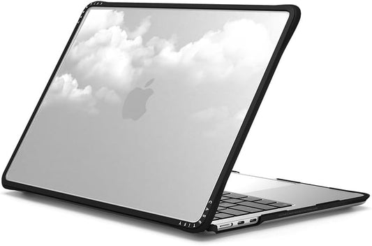 CASETiFY Impact MacBook Air 13.6" (M2-M4) Case [Cushioned Impact Corners/Scratch-Resistant/Anti-Slip Grip] - Clouds - Clear Black