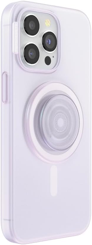 PopSockets iPhone 15 Pro Max Case with Round Phone Grip Compatible with MagSafe, Phone Case for iPhone 15 Pro Max, Wireless Charging Compatible - White Opalescent