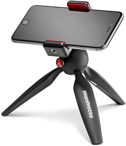 Manfrotto Mini Tripod with Universal Smartphone Clamp, Made in Italy, for iPhone with or Without Case, CSC, Vlogging, Videography, MKPIXICLMII-BK