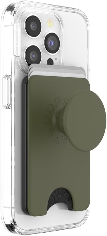 PopSockets Phone Wallet with Expanding Grip and Adapter Ring for MagSafe, Phone Card Holder, Wireless Charging Compatible, Wallet Compatible with MagSafe - Fatigue