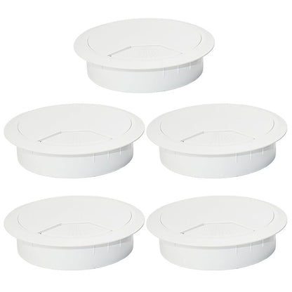5 Pcs Desk Grommet 2-3/8" / 60 mm, Desk Cord Hole Cover, Cable Grommet ABS Plastic, Desk Hole Grommet for Home & Office Pc, Detachable Adjustable Cable Cord Organizer-White