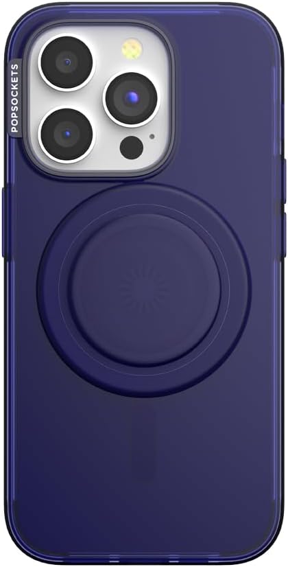 PopSockets iPhone 15 Pro Case with Phone Grip and Slide Compatible with MagSafe, Phone Case for iPhone 15 Pro, Wireless Charging Compatible - French Navy