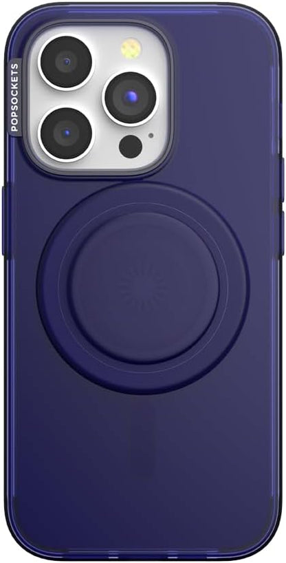 PopSockets iPhone 15 Pro Case with Phone Grip and Slide Compatible with MagSafe, Phone Case for iPhone 15 Pro, Wireless Charging Compatible - French Navy