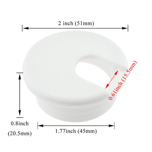HAHIYO 2Pcs 1.77Inch/45mm White ABS Plastic U-Shaped Desk Grommet Wire Grommet Cable Management Cord Hole Cover Desk Wire Hole Insert Wire Organizer for Computer Office Home School Equipment Systems