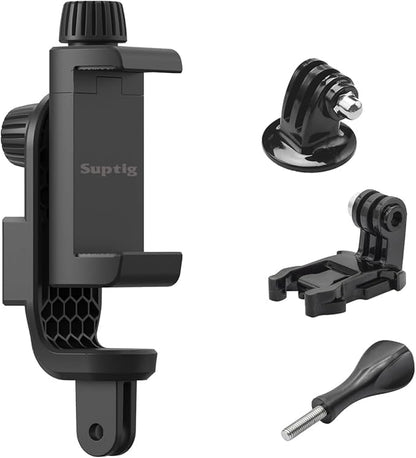 Suptig Phone Holder for Tripod, Action Camera Tripod Mount Adapter Compatible for iPhone, Gopro, DJI Action, Insta 360, Akaso, Mic, LED Light Photography Accessories