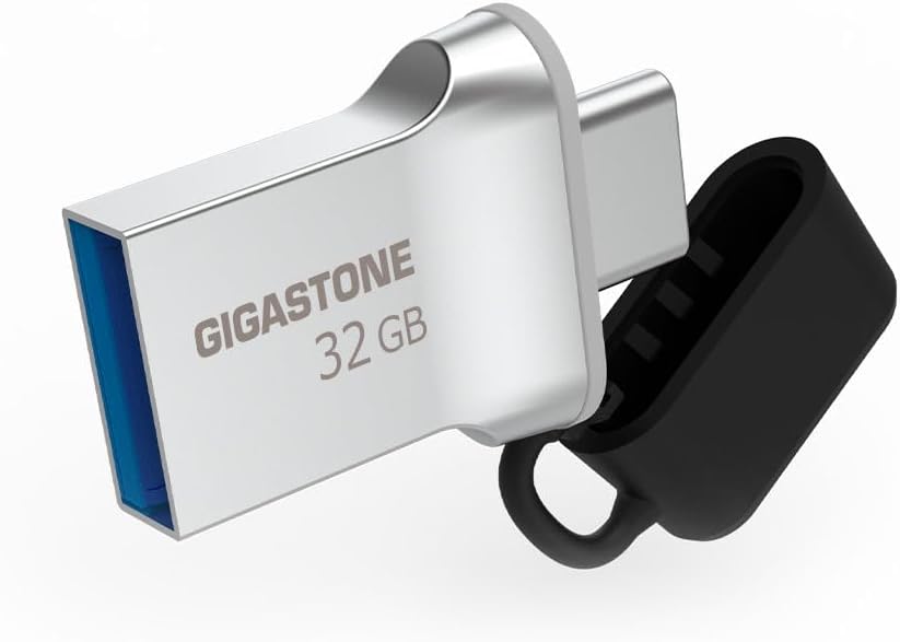 GIGASTONE 32GB Nano Luxus Dual Drive (5 Pack) Z50 USB 3.2 Gen 1, 2-in-1 USB-A & Type-C, 100MB/s Ultra Fast, Cap Design, Metal, Plug & Play for Smartphone/PC/Mac/TV/Car, 2.0/3.0/3.1 Compatible