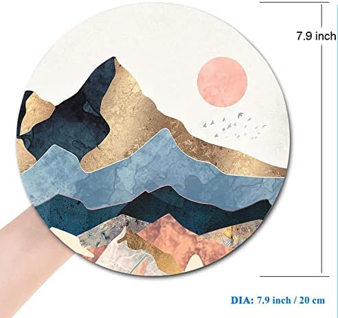 Mouse Pad, Sunrise Mountain Mouse Pad, Cute Small Round Mousepad for Laptop Office Desk, Waterproof Non-Slip Rubber Base Computer Mouse Pads for Wireless Mouse, Abstract Mountain