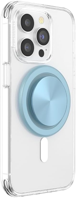 PopSockets Phone Grip for MagSafe with Kickstand, Magnetic Stand, Swappable Top, Secure Hold for iPhone MagSafe Cases, Phone & Tablet Grip -Light Blue