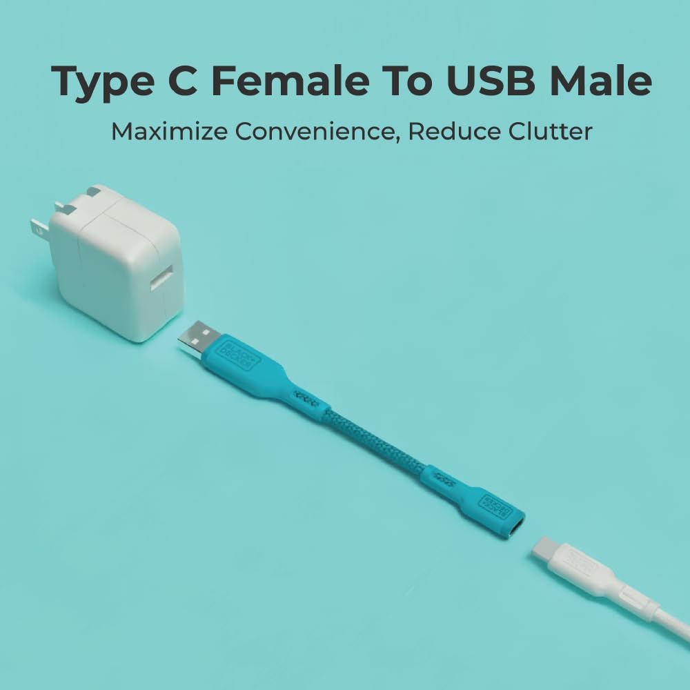 BLACK+DECKER USB C to USB Adapter [2 Pack], Type C Female to USBA Male OTG Cable USBA to USBC Adapter Apple Compatible with MacBook Pro/Air, iPhone 16/15 Series, Samsung Galaxy S24/S23/S22, Blue