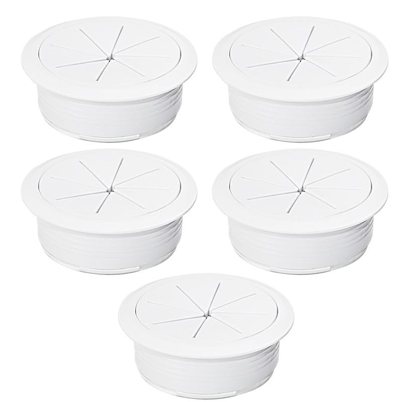 5 Pcs Desk Grommet 2" / 50 mm, Desk Hole Cover for Cables White, Cable Grommet ABS Plastic, Desk Hole Grommet for Home & Office Pc, Detachable Cable Cord Organizer