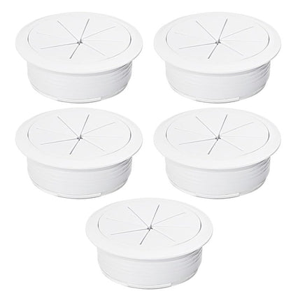 5 Pcs Desk Grommet 2" / 50 mm, Desk Hole Cover for Cables White, Cable Grommet ABS Plastic, Desk Hole Grommet for Home & Office Pc, Detachable Cable Cord Organizer
