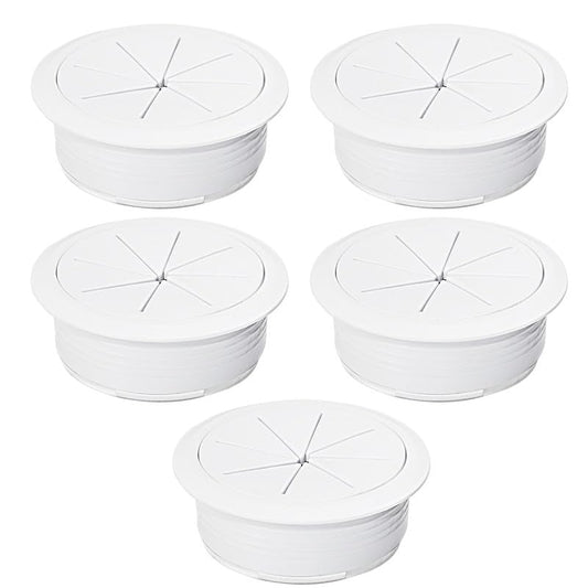 5 Pcs Desk Grommet 2" / 50 mm, Desk Hole Cover for Cables White, Cable Grommet ABS Plastic, Desk Hole Grommet for Home & Office Pc, Detachable Cable Cord Organizer