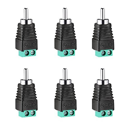 RCA Plugs for Speaker Wire，RCA to AV Screw Terminal Connector, Phono RCA Male Plug Solderless Converter Audio/Video Speaker Wire Connectors Solderless Adapter