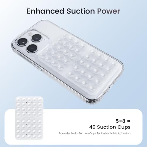 Klearlook 4Pack Silicone Suction Cup Phone Case Mount Double Sided, Sticky Phone Grip for Cell Phone, Hands-Free Phone Accessories for Selfies and Videos, Clear & Light Pink & Hot Pink & Lavender