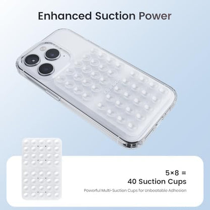 Klearlook 4Pack Silicone Suction Cup Phone Case Mount Double Sided, Sticky Phone Grip for Cell Phone, Hands-Free Phone Accessories for Selfies and Videos, Clear & Light Pink & Hot Pink & Lavender