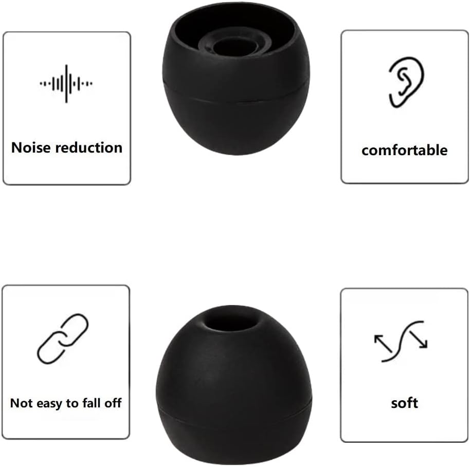 36 Pieces Large Earbud Tips Soft and Comfortable Silicone Earbud Tips Ear Bud Replacement Pieces Silicone Fit Most in-Ear Headphones，Inner Hole 3.8mm -5.5mm，Large Black Earbuds Silicone Tips