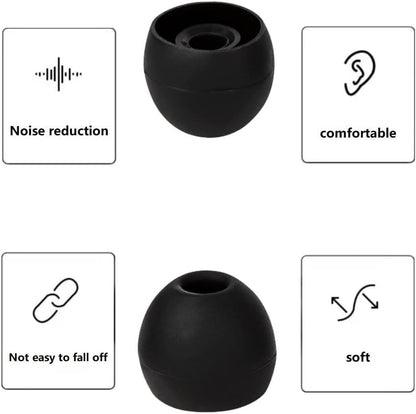 36 Pieces Large Earbud Tips Soft and Comfortable Silicone Earbud Tips Ear Bud Replacement Pieces Silicone Fit Most in-Ear Headphones，Inner Hole 3.8mm -5.5mm，Large Black Earbuds Silicone Tips
