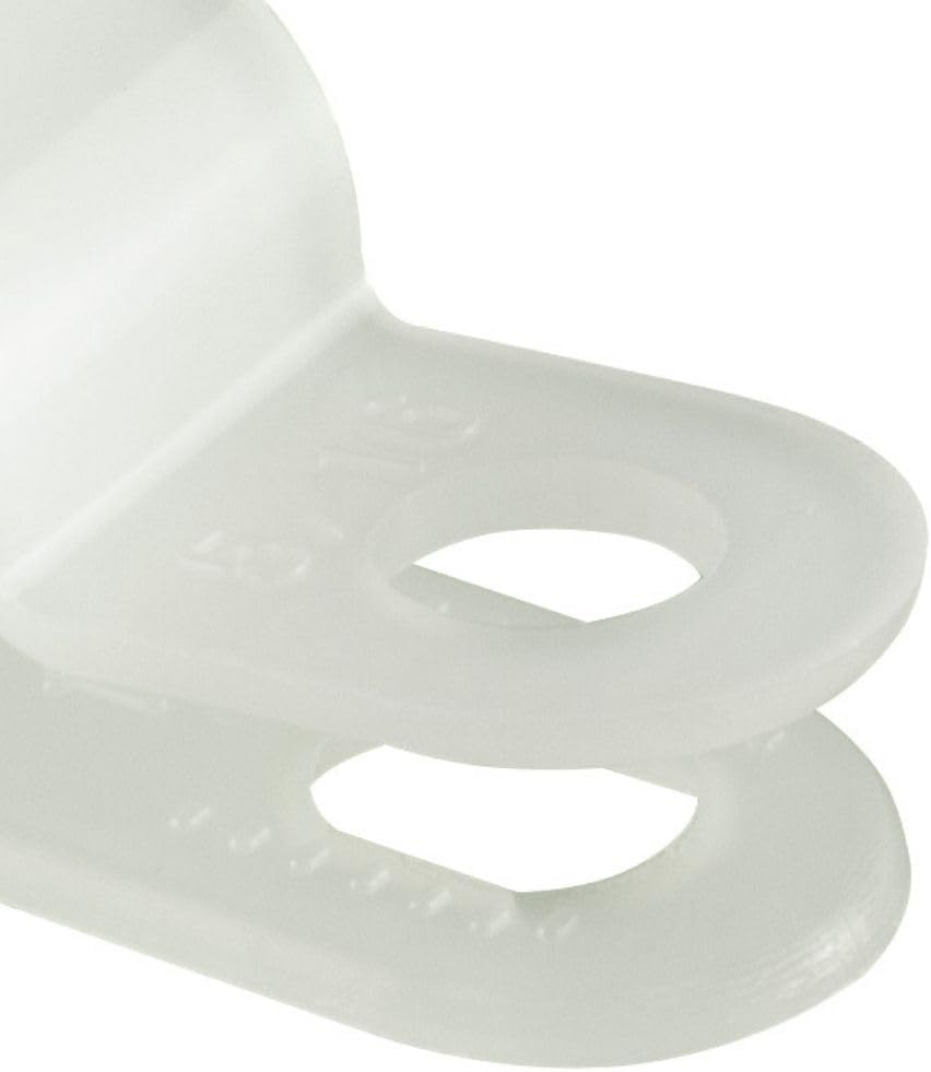 GTSE White Nylon Plastic Cable Clamps, 5/16" Screw Mounts for Cable, Rope, Tube Management, 100 Pack
