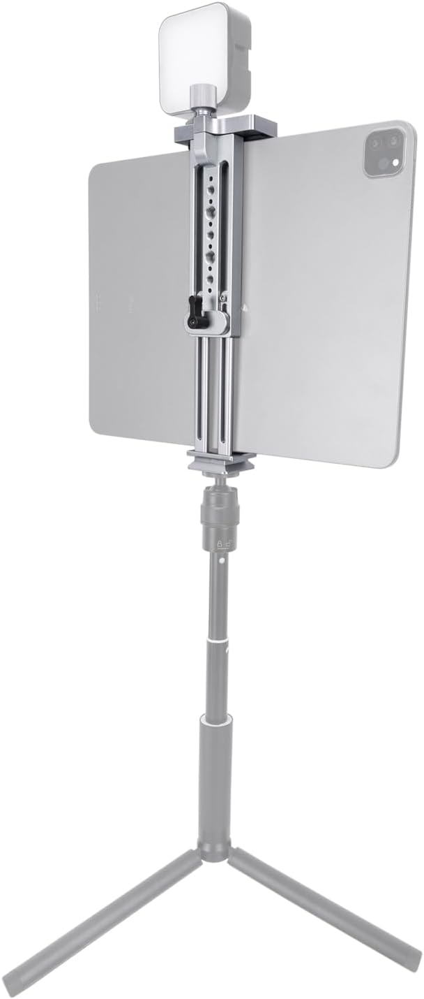 NICEYRIG Tablet Tripod Mount Aluminum Holder for iPad mini 8.3'' 7.9'', iPad Air, iPad Pro, 130mm - 223mm Adjustable Mounting Clamp with Double Locking Points, Quick Release Plate for Arca-style - 616