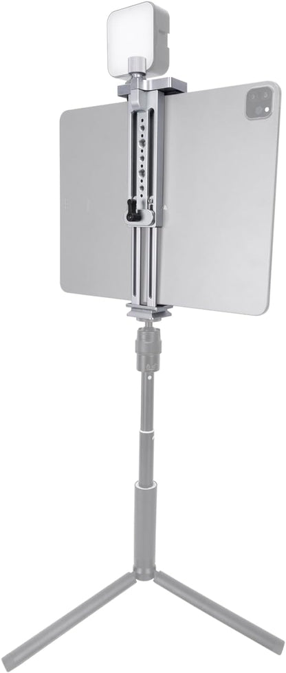 NICEYRIG Tablet Tripod Mount Aluminum Holder for iPad mini 8.3'' 7.9'', iPad Air, iPad Pro, 130mm - 223mm Adjustable Mounting Clamp with Double Locking Points, Quick Release Plate for Arca-style - 616