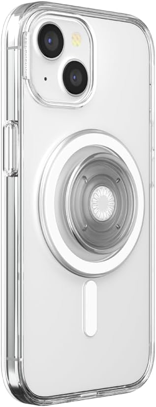 PopSockets iPhone 15 Case with Round Phone Grip Compatible with MagSafe, Phone Case for iPhone 15, Wireless Charging Compatible - Clear