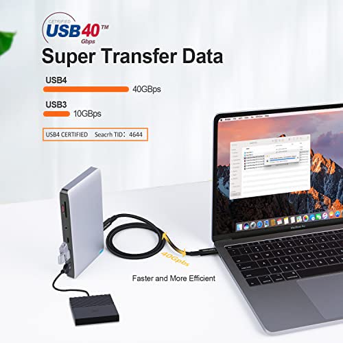 CableCreation USB 4 Cable for Thunderbolt 4/3, [USB-IF Certified] 2.6FT 40Gbps 100W USB C Cable, 8K 30Hz or Dual 4K 60Hz Video, Compatible with USB-C Docking Station, Hub, eGPU and More, 0.8M