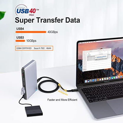 CableCreation USB 4 Cable for Thunderbolt 4/3, [USB-IF Certified] 2.6FT 40Gbps 100W USB C Cable, 8K 30Hz or Dual 4K 60Hz Video, Compatible with USB-C Docking Station, Hub, eGPU and More, 0.8M