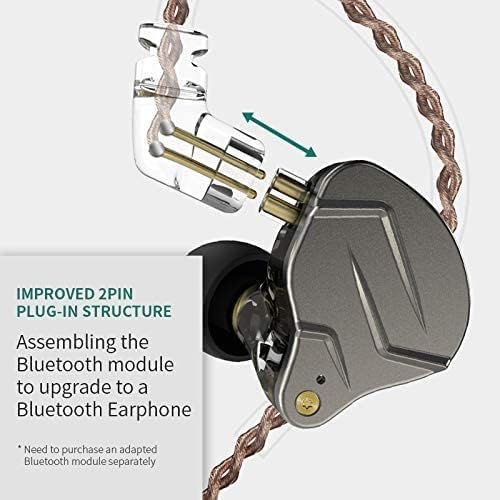 KZ ZSN Pro in-Ear Wired Headphones Noise Cancelling Earbuds with Deep Bass,Clear Sound and Ergonomic Custom-Fit Earpieces (S/M/L), 3.5mm Jack for Phones and Laptops(Grey Without Mic)