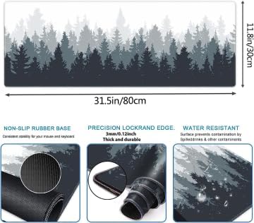 Galdas Gaming Mouse Mat Forest Background Pattern XXL XL Large Mouse Mat Long Extended Mouse Pad Desk Mat Non-Slip Rubber Mice Pads Stitched Edges Thin Pad (31.5 x 11.8 x 0.12 Inches) Tree