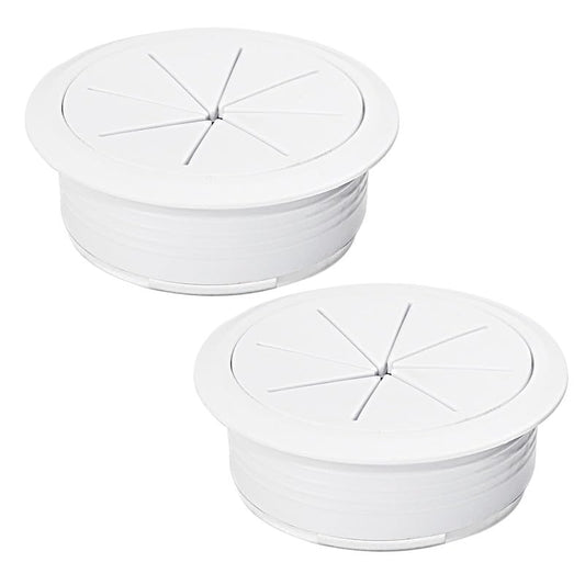 2 Pcs Desk Grommet 2-1/16" / 53 mm, Desk Hole Cover for Cables White, Cable Grommet ABS Plastic, Desk Hole Grommet for Home & Office Pc, Detachable Cable Cord Organizer