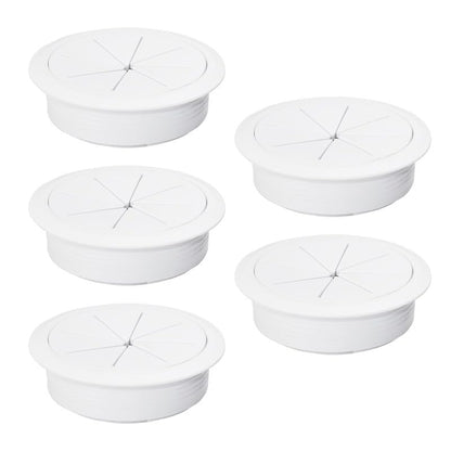 5 Pcs Desk Grommet 2-3/8" / 60 mm, Desk Hole Cover for Cables White, Cable Grommet ABS Plastic, Desk Hole Grommet for Home & Office Pc, Detachable Cable Cord Organizer