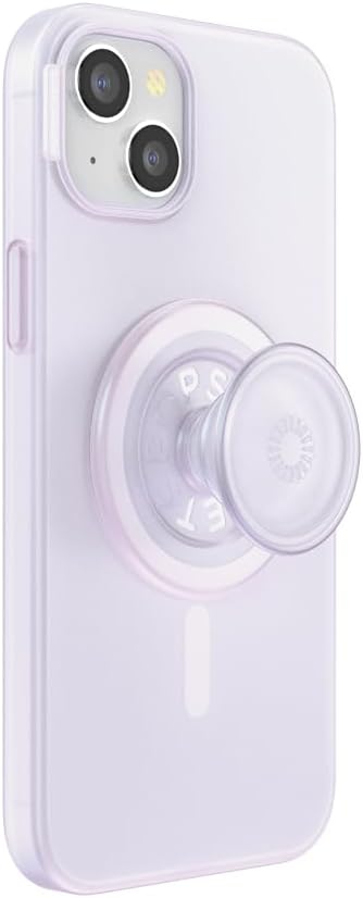 PopSockets iPhone 15 Plus Case with Round Phone Grip Compatible with MagSafe, Phone Case for iPhone 15 Plus, Wireless Charging Compatible - White Opalescent