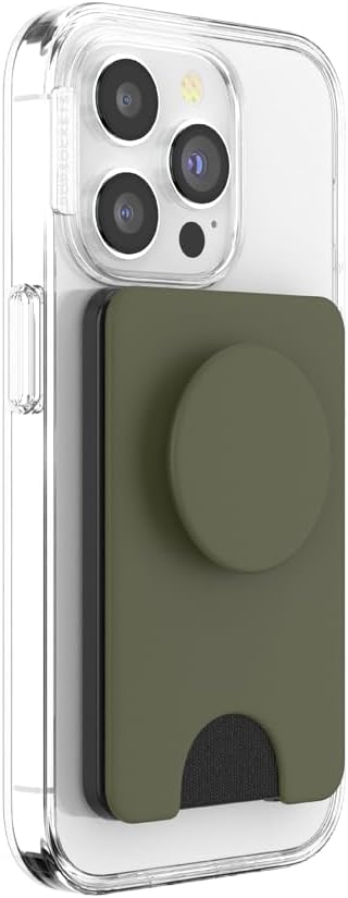 PopSockets Phone Wallet with Expanding Grip and Adapter Ring for MagSafe, Phone Card Holder, Wireless Charging Compatible, Wallet Compatible with MagSafe - Fatigue