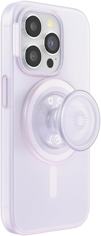 PopSockets iPhone 15 Pro Case with Round Phone Grip Compatible with MagSafe, Phone Case for iPhone 15 Pro, Wireless Charging Compatible - White Opalescent