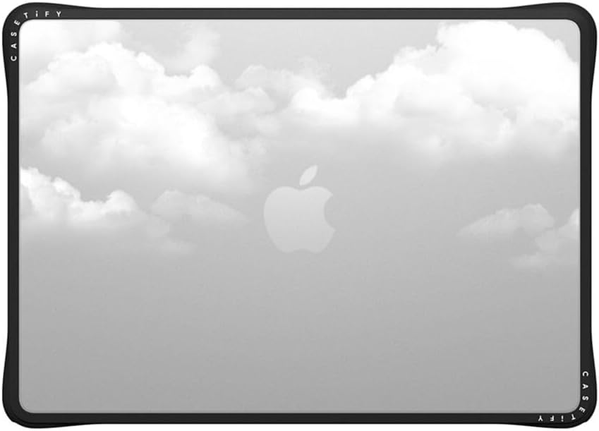 CASETiFY Impact MacBook Air 13.6" (M2-M4) Case [Cushioned Impact Corners/Scratch-Resistant/Anti-Slip Grip] - Clouds - Clear Black