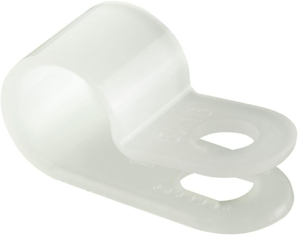 GTSE White Nylon Plastic Cable Clamps, 5/16" Screw Mounts for Cable, Rope, Tube Management, 100 Pack
