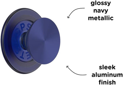 PopSockets Phone Grip for MagSafe with Kickstand, Magnetic Stand, Swappable Top, Secure Hold for iPhone MagSafe Cases, Phone & Tablet Grip - French Navy