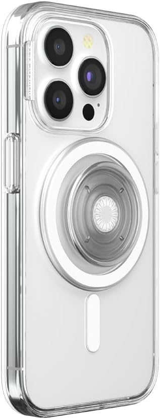 PopSockets iPhone 15 Pro Case with Round Phone Grip Compatible with MagSafe, Phone Case for iPhone 15 Pro, Wireless Charging Compatible - Clear