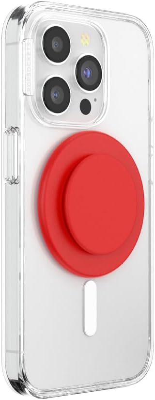 PopSockets Phone Grip for MagSafe with Kickstand, Magnetic Stand, Swappable Top, Secure Hold for iPhone MagSafe Cases, Phone & Tablet Grip - Basic Rosso