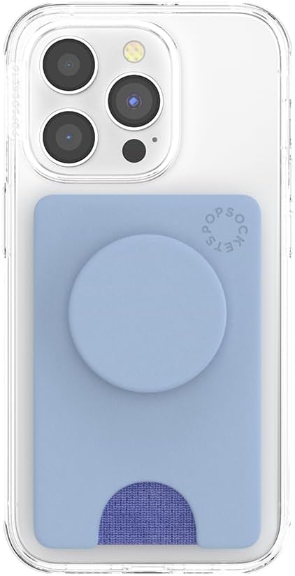PopSockets Phone Wallet with Expanding Kickstand, Phone Card Holder - Cornflower Blue